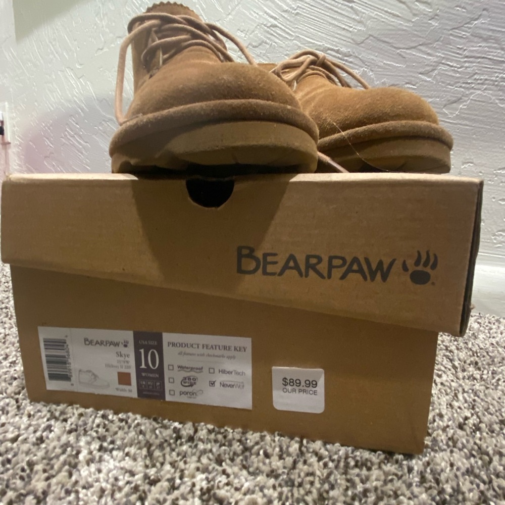Bear paw cozy tie boots